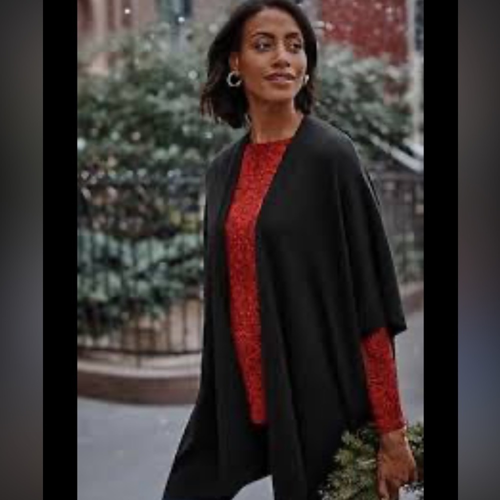NWT J Jill Lightweight Poncho Kimono in Black Size S/M